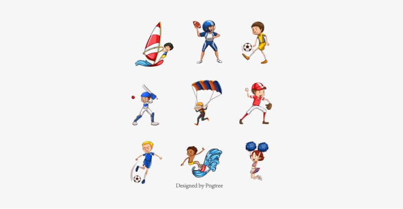 Cartoon Flat Sports Exercise Villain, Surfing, Football, - Cartoon, transparent png download