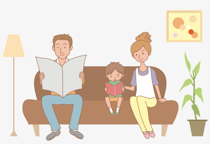 Family On Sofa Big Image Png - Family In The Sofa Clipart, transparent png download
