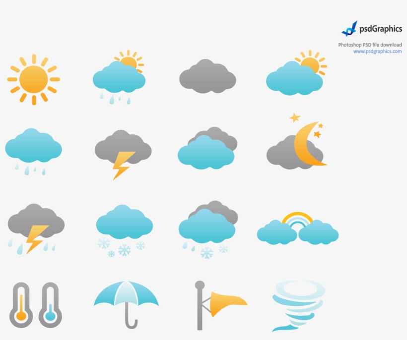 Weather Icons Set - Weather Graphics Png, transparent png download