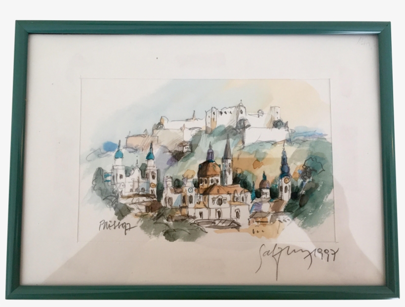 Watercolor Painted Sketch Of Salzburg - Salzburg Watercolor, transparent png download