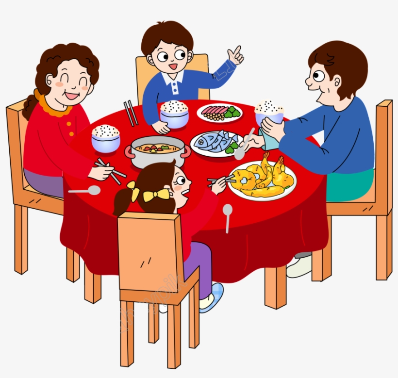 Graphic Freeuse Download Hand Drawn Cartoon Reunion - 一家 人 庆祝 中秋 节 的 情景, transparent png download