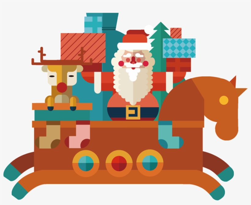 Flat Hand Drawn Santa Claus Png - Christmas Day, transparent png download