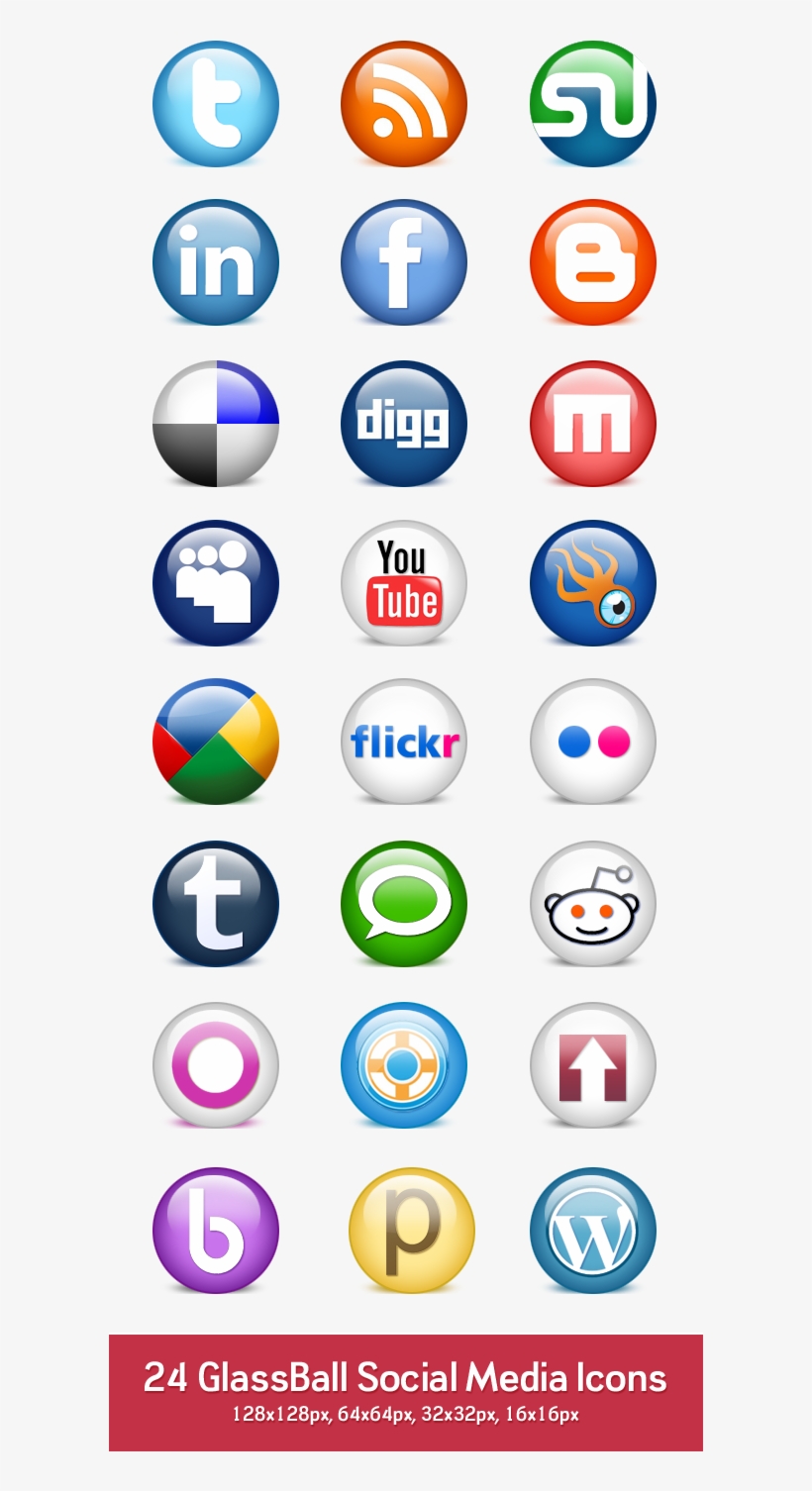 Preview Of Icons In Px Size - Social Media Logos Png 24, transparent png download
