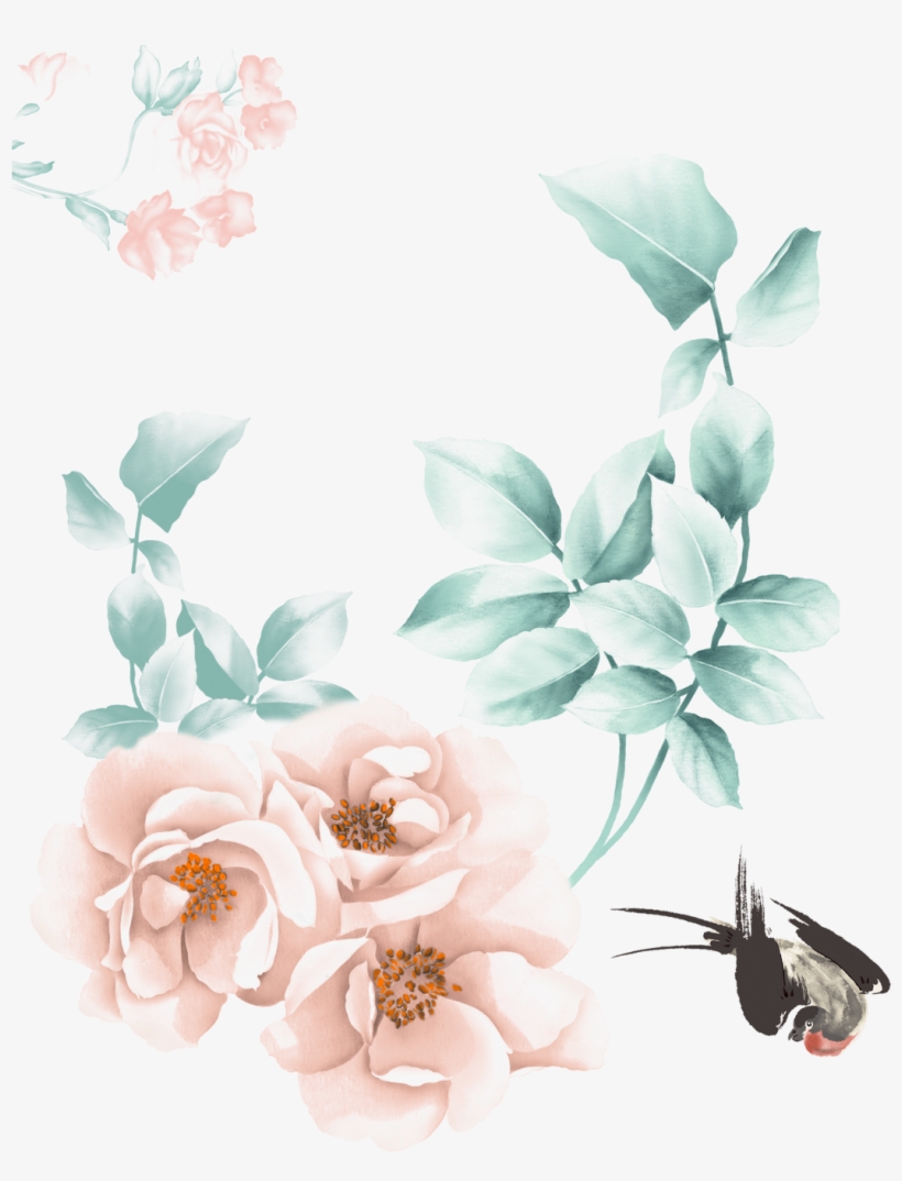 Hand Painted Watercolor Flowers Decorative - 背景 图片, transparent png download