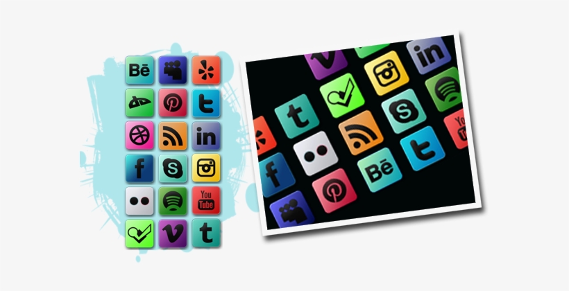 Multicolored Social Media Icons - Icon, transparent png download