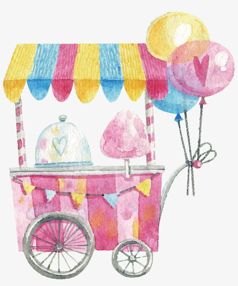 Svg Royalty Free Stock Cotton Lollipop Hand Painted - Clipartcotton Candy, transparent png download