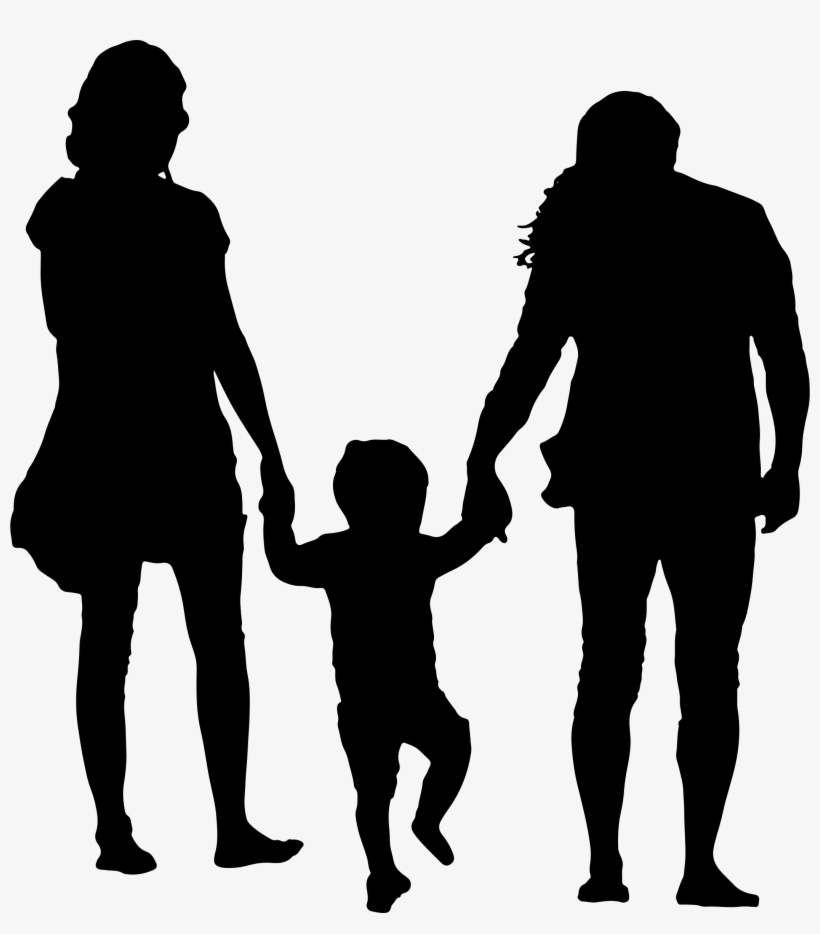 Family With Child In The Middle Silhouette Png - Draw A Small Family, transparent png download