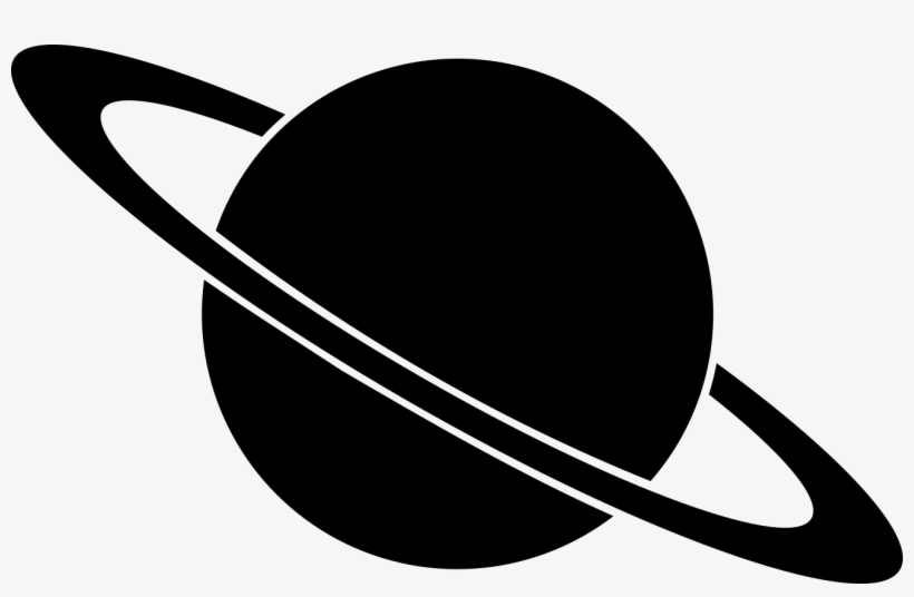 Black Saturn Planet Clipart - Planet Clipart Black And White, transparent png download