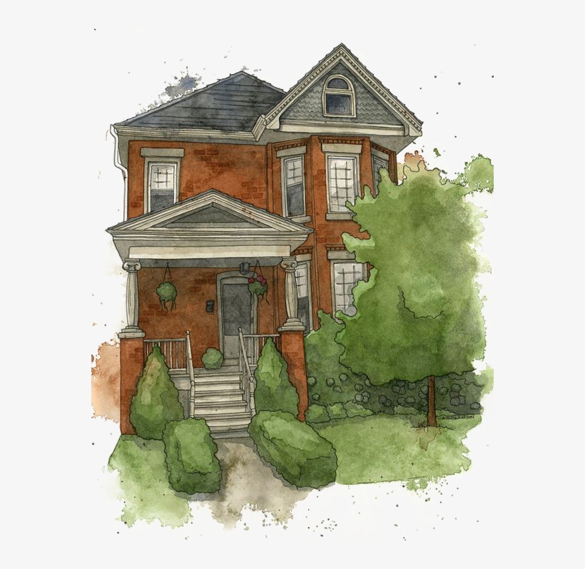 House Watercolor Painting Gratis Icon - Home Watercolor Png, transparent png download