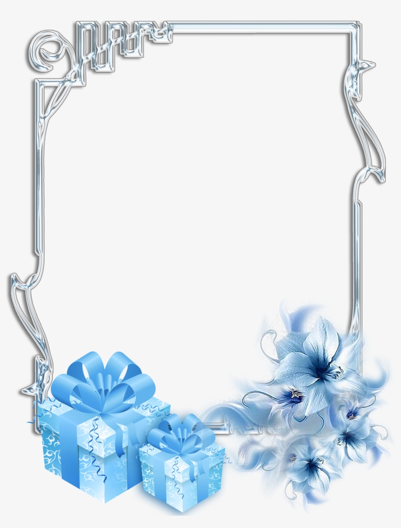 Large Transparent Christmas Silver Photo Frame With - Christmas Frame Png Blue, transparent png download