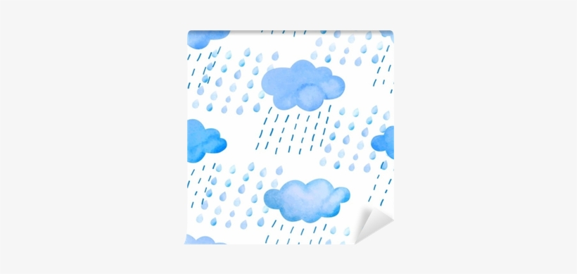 Seamless Pattern With Watercolor Clouds And Rain Wall - Watercolor Painting, transparent png download