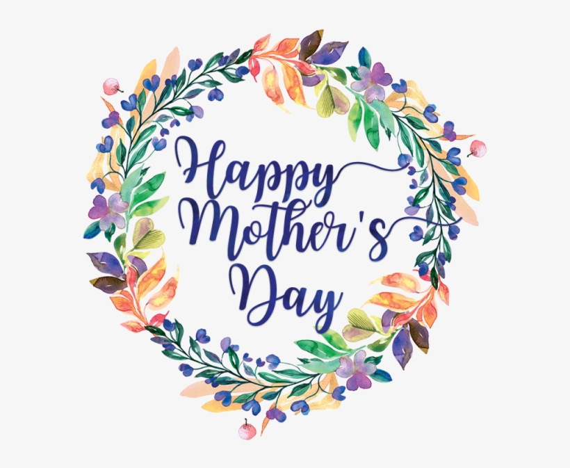 Happy Mother's Day With Wreath Watercolor Flower, Flower - Happy Together Embroidered Linen Cushion Gift, transparent png download