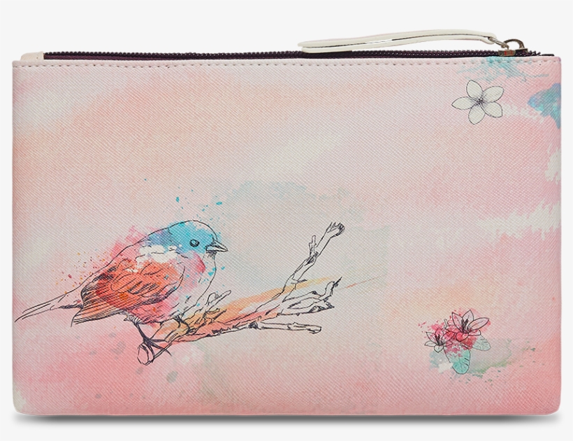 Watercolor Bird Small Zip Pouch - Wallet, transparent png download