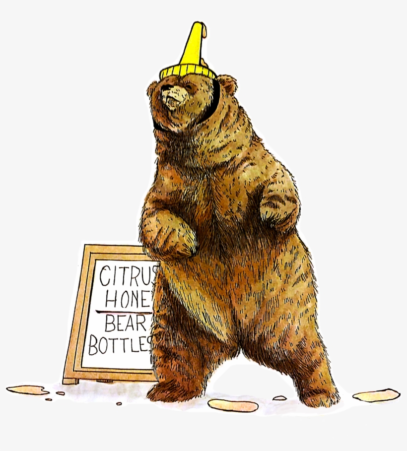 Watercolor - Honey Bear Bottle Drawing, transparent png download