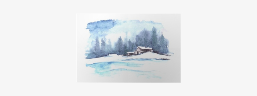 Watercolor Winter Pattern - Kar Resmi Manzara Suluboya, transparent png download