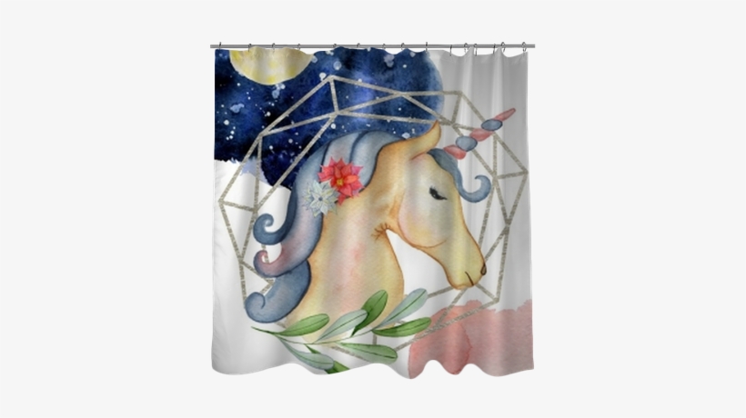 Cute Unicorn Watercolor Hand Drawn Merry Christmas - Illustration, transparent png download