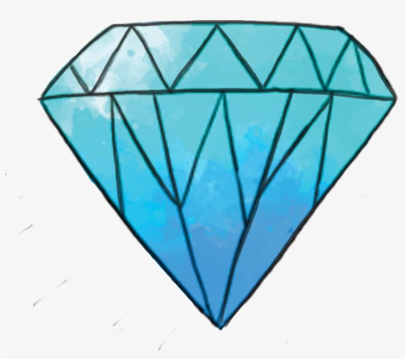 Blue Cute Diamond Art Watercolor - Cute Diamond Png, transparent png download