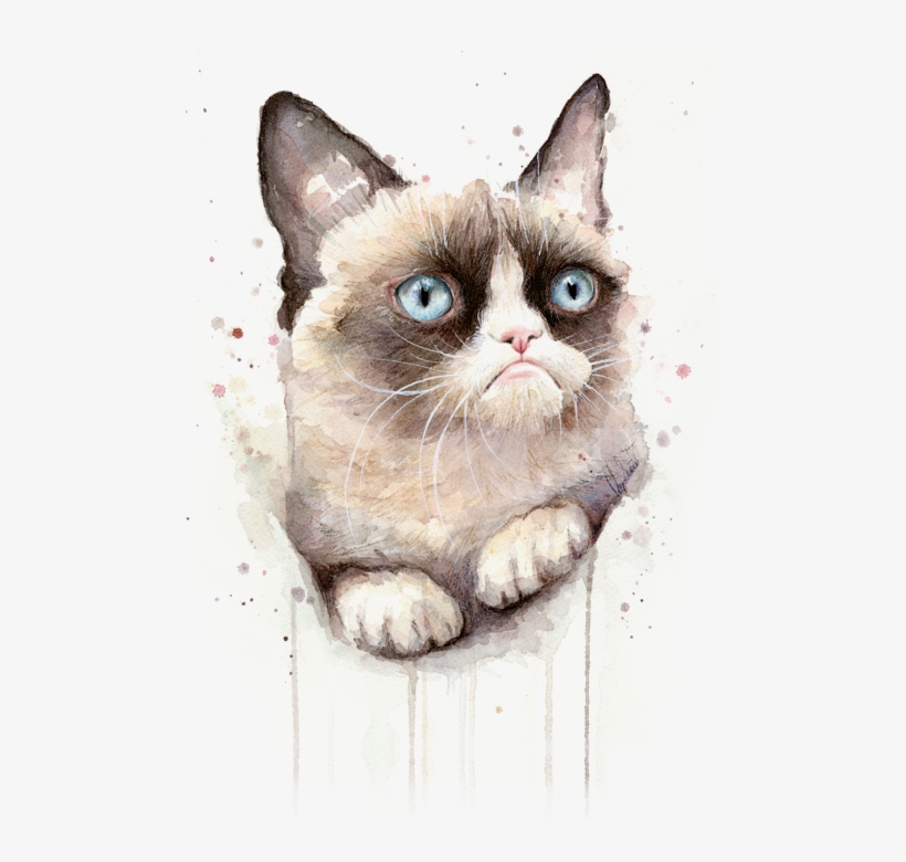 Click And Drag To Re-position The Image, If Desired - Grumpy Cat Watercolor, transparent png download