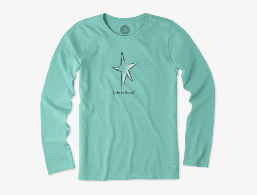 Women's Watercolor Star Long Sleeve Crusher Tee - Life Is Good. Women's Ls Crusher - Snowplace Like Heart, transparent png download