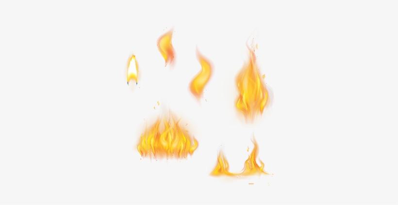 Set Of Realistic Flame Tongues Isolated On A Dark Background - Flame, transparent png download