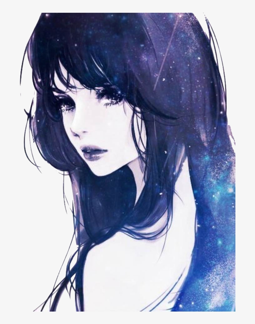 Your Own Images And Videos On We Heart It - Girl Blue Hair Drawing, transparent png download