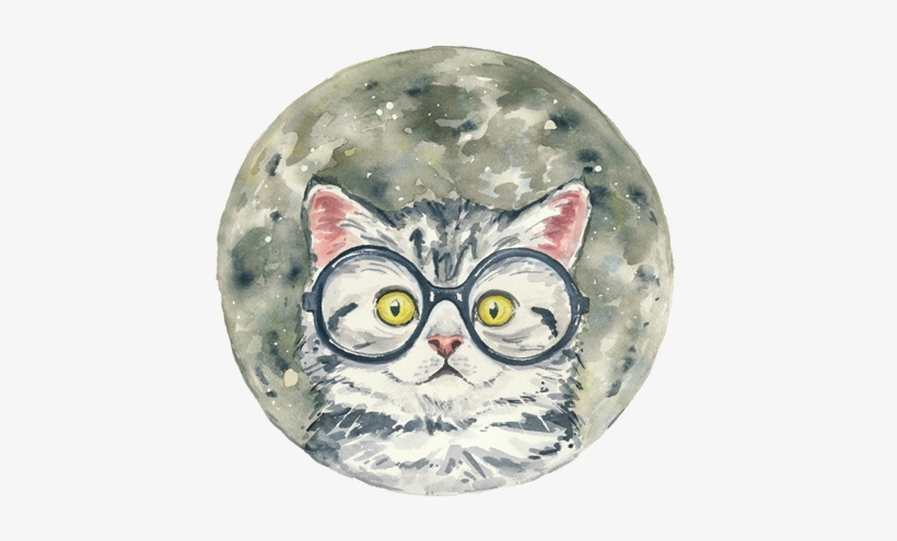By Deidre Wicks - Watercolor Hipster Cats, transparent png download