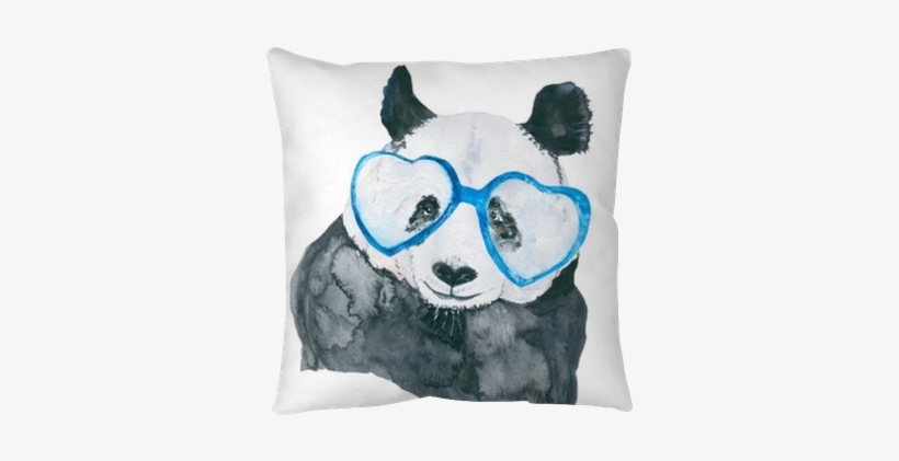 Panda With Glasses - Watercolor Painting, transparent png download