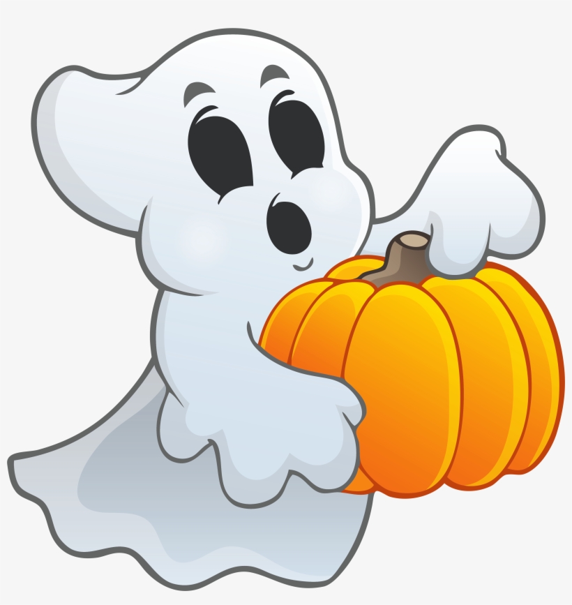 Halloween Ghost With Pumpkin Png Picture - Halloween-geist Mit Kürbis 8 Papierteller, transparent png download