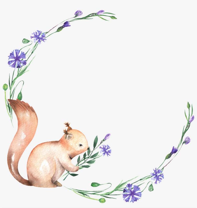 This Graphics Is Hand Painted Smelling Squirrel Png - Cute Squrel Watercolor, transparent png download