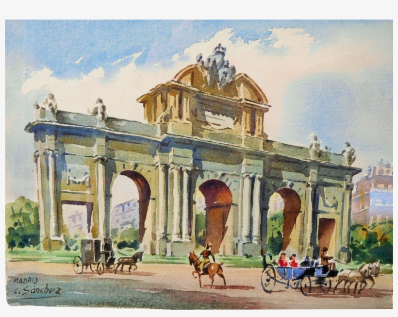 Madrid Watercolor Painting By Carlos Sanchez - Watercolor Painting, transparent png download