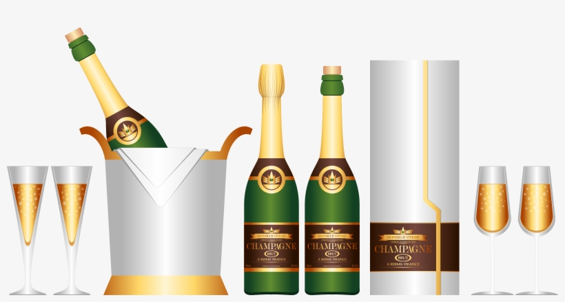 Champagne,champagne Bottle,champagne Box,champagne - Chai Rượu Vector, transparent png download