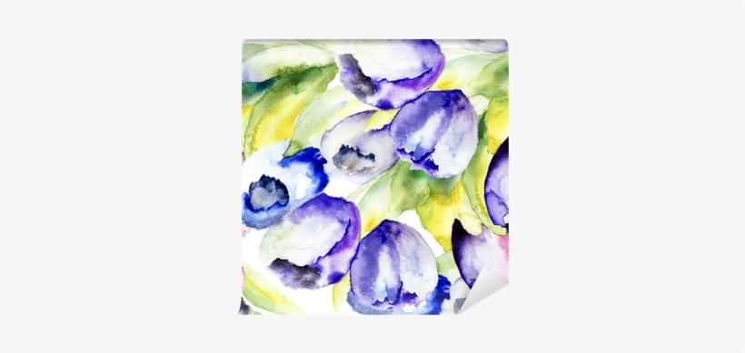 Spring Tulips Flowers Watercolor Illustration Wall - Tulip, transparent png download