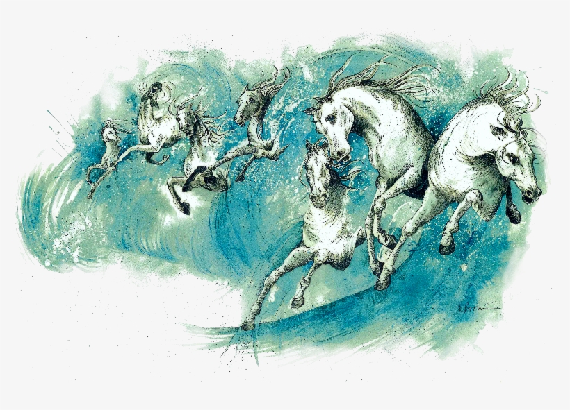 Horses In The Waves - Horses In The Waves Canvas Print - Small, transparent png download