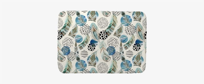 Watercolor Tribal Feathers Seamless Pattern With Abstract - Watercolor Painting, transparent png download