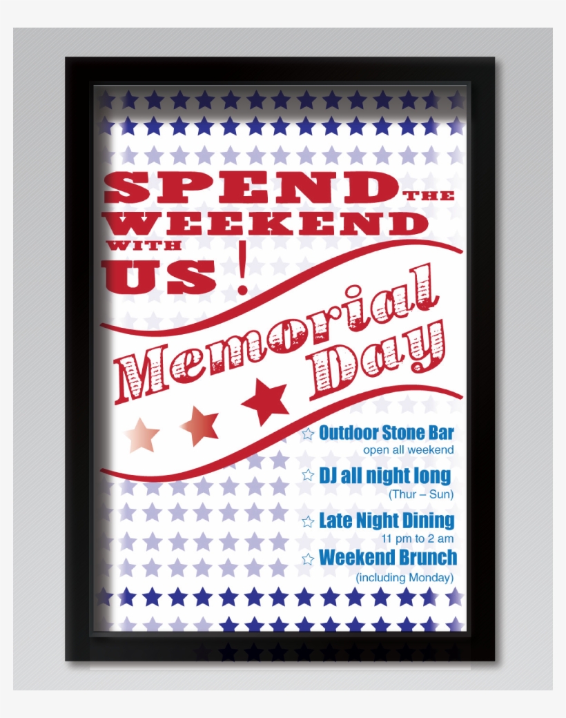 Restaurant Memorial Day Weekend Poster - Calligraphy, transparent png download
