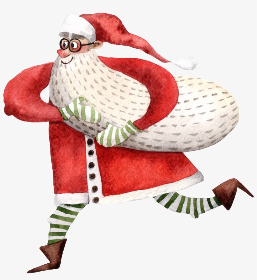 Hand Drawn Old Man Running Png Transparent - Christmas Day, transparent png download