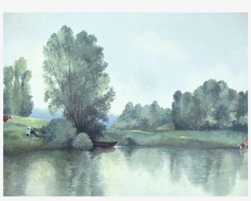 Reserved Authentic French Impressionistic Painting - River Watercolour Transparent, transparent png download