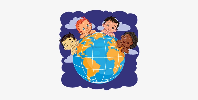 Young Children Of Different Nationalities Located Around - Illustration, transparent png download