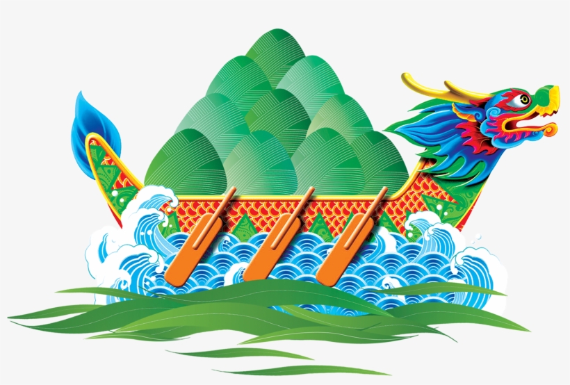 Hand Painted Cartoon Dragon Boat Decoration Vector - Dragon Boat, transparent png download