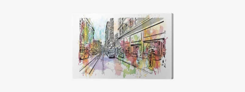Watercolor Splash With Sketch Of Street San Francisco, - San Francisco, transparent png download