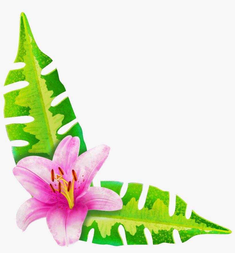 This Graphics Is Painted A Flower Two Leaves Png Transparent - Portable Network Graphics, transparent png download