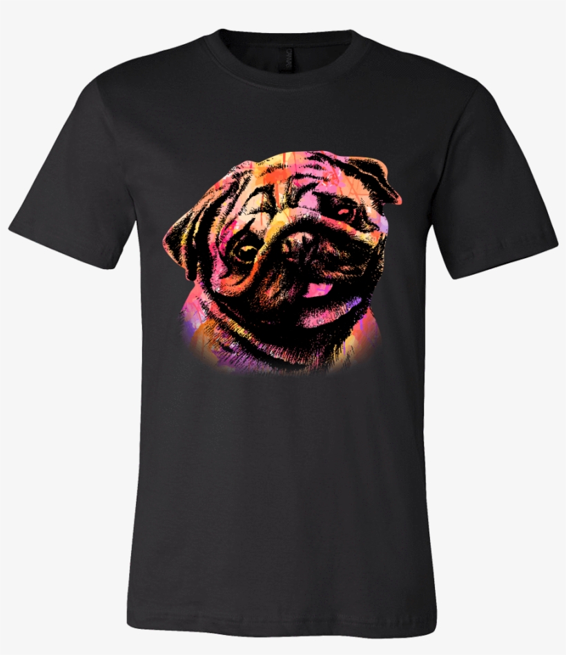 Men's Watercolor Pug T-shirt - Shirt, transparent png download