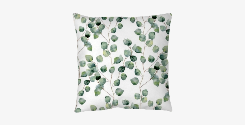 Watercolor Green Floral Seamless Pattern With Eucalyptus - Eucalyptus Background, transparent png download