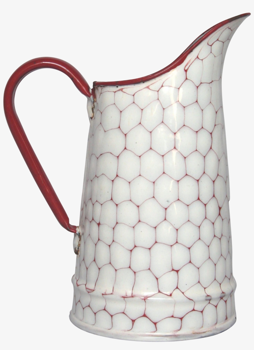 Fantastic Red Chicken-wire Pattern French Enamel Pitcher - Jug, transparent png download