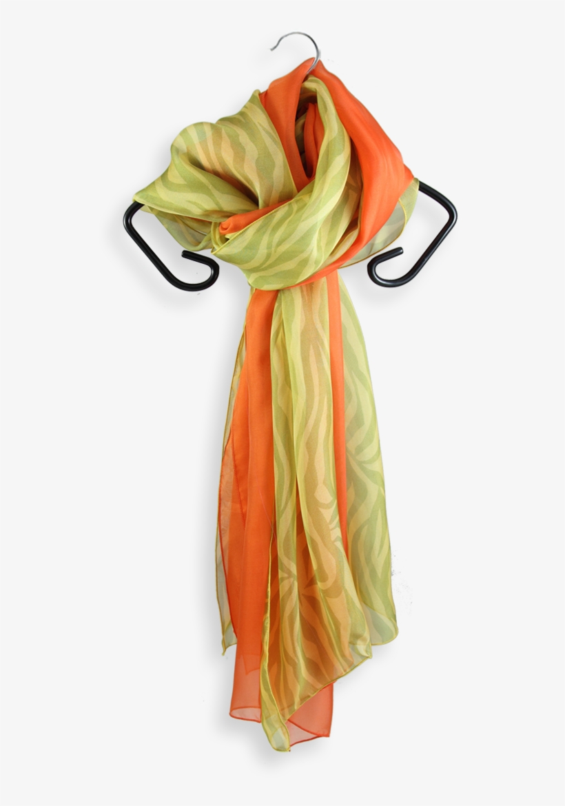 Silk Scarf Printed Stripes Yellow Green Plain Orange - Zebre Rugby Club, transparent png download