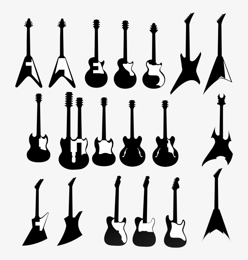 Clipart - Guitars - Most Common Guitar Shapes, transparent png download