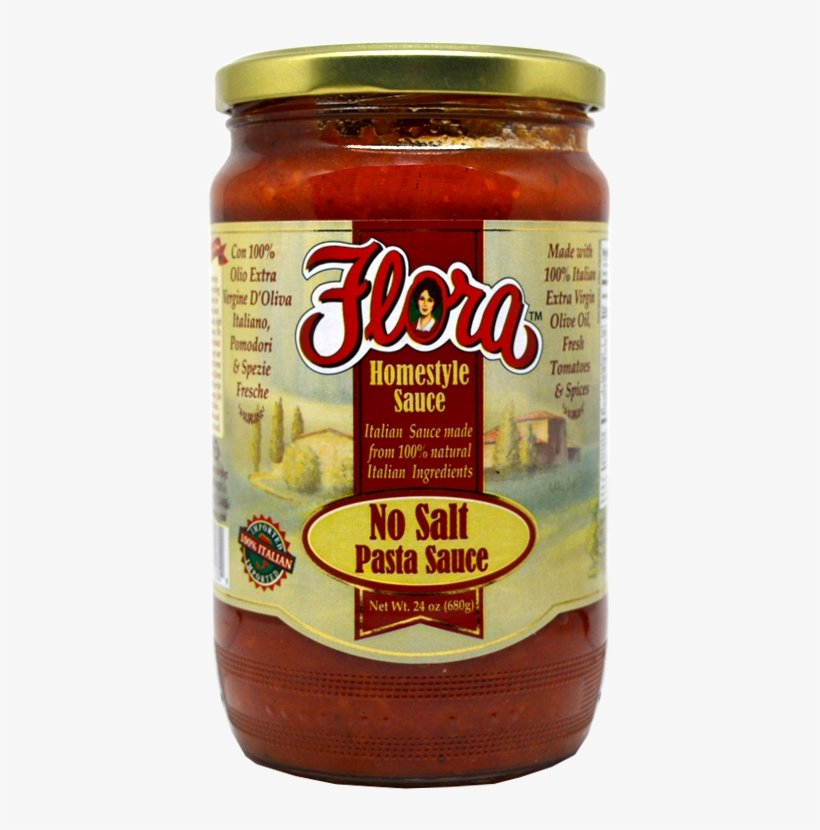No Salt Added Pasta Sauce - Flora Pasta Sauce, No Salt, Homestyle - 24 Oz, transparent png download