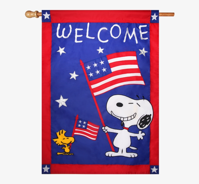 Patriotic Peanuts Welcome Embroidered / Applique House - Snoopy July, transparent png download
