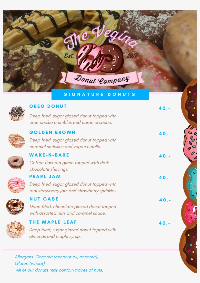 The Vegina Donut Company Menu June 2018 - Menu, transparent png download