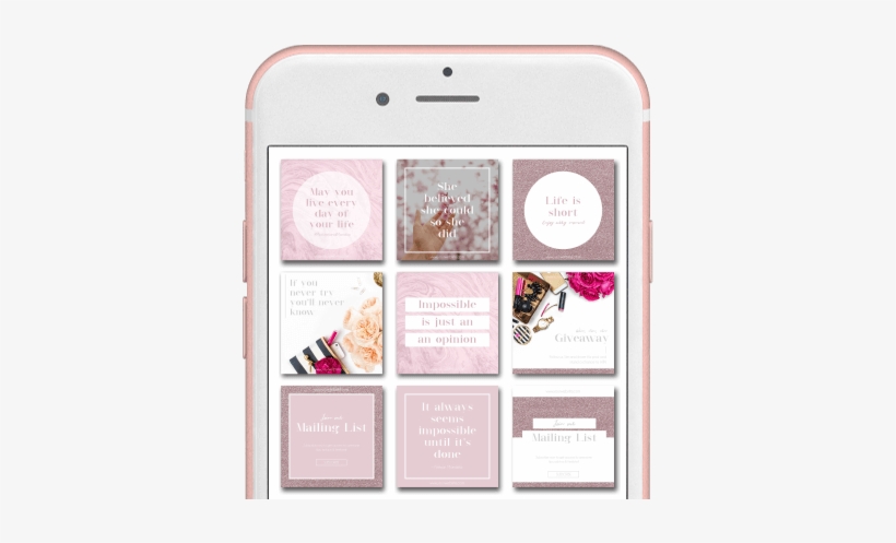 Rose Gold Glitter Social Media Templates - Iphone, transparent png download